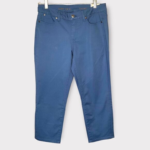 NWT Talbots‎ Petite 8 P Denim Blue Cotton Blend CURVY CropLeg Jeans - Picture 2 of 9